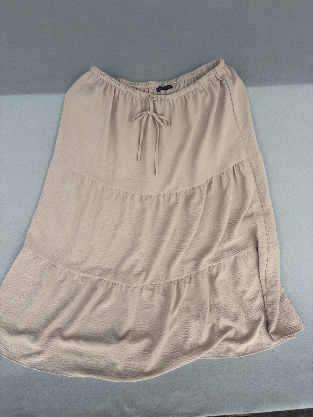 Adrianna Papell Cream Tiered Drawstring Maxi Skirt